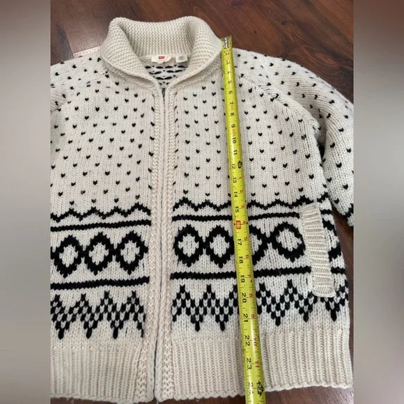 Levi’s Sweater Women’s Large Nordic Heavy Knit Wool Zip Cardigan Shawl Collar - Picture 5 of 9